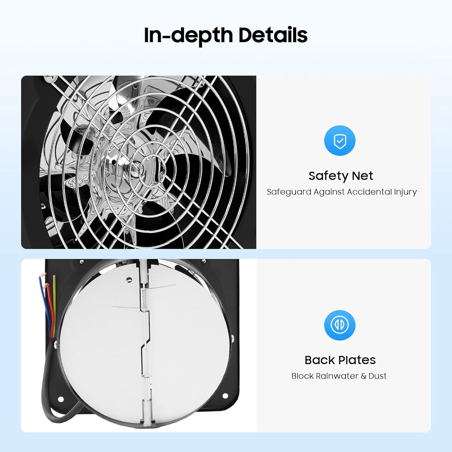 Miumaeov 6 inch Exhaust Fan, 308CFM Wall Mounted Vent Fans, Ventilation Blower for Ceiling Bathroom Attic Window Basement Ventilation Fan, 110V 40W 60Hz