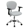 thumbnail image 2 of Emma + Oliver Mid-Back White Mesh Padded Swivel Task Office Chair and Arms, 2 of 7