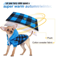 thumbnail image 6 of QBLEEV Etra Warm Fleece Lined Dog Coat for Small Medium Dogs, British Style Plaid Dog Hoodie with Leash Hole for Cold Weather/Winter/Christmas Dog Apparel Blue，M, 6 of 7
