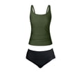 thumbnail image 7 of AHTJRT Two Pieces Bathing Suits for Women Square Neck Swim Tank Tops with Slimming Boy Shorts Sporty Activewear Tankini Sets Dark Green#01 S, 7 of 7