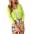 thumbnail image 6 of Gyexs Womens 2025 Summer Cropped Cardigan Fashion Knit Long Sleeve V Neck Business Casual Sweater (Light Green, Size XL), 6 of 6