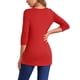 thumbnail image 3 of INSPIRAR CHIC Blusas de Mujer Cuello Redondo Manga 3/4 Decoración de Botones Dobladillo Irregular Estilo Casual XS Rojo, 3 of 6