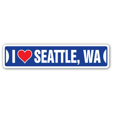 I LOVE SEATTLE, WASHINGTON Street Sign wa city state us wall road décor (Best Sandwiches Seattle Wa)