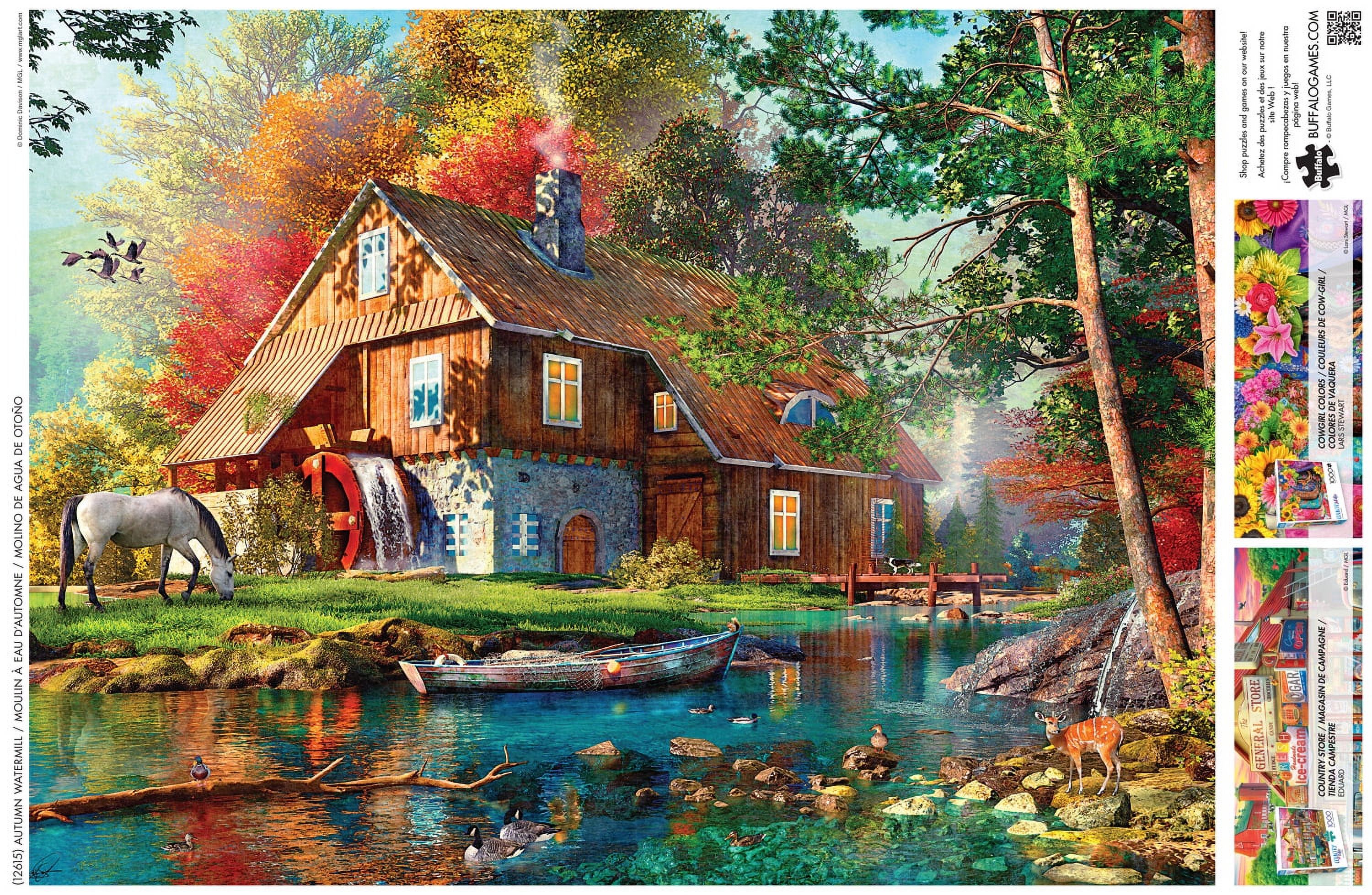 Buffalo Games Country Life Autumn Watermill 1000-Piece 26.75 x 19.75-inch Interlocking Jigsaw Puzzle for Adults Ages 14+