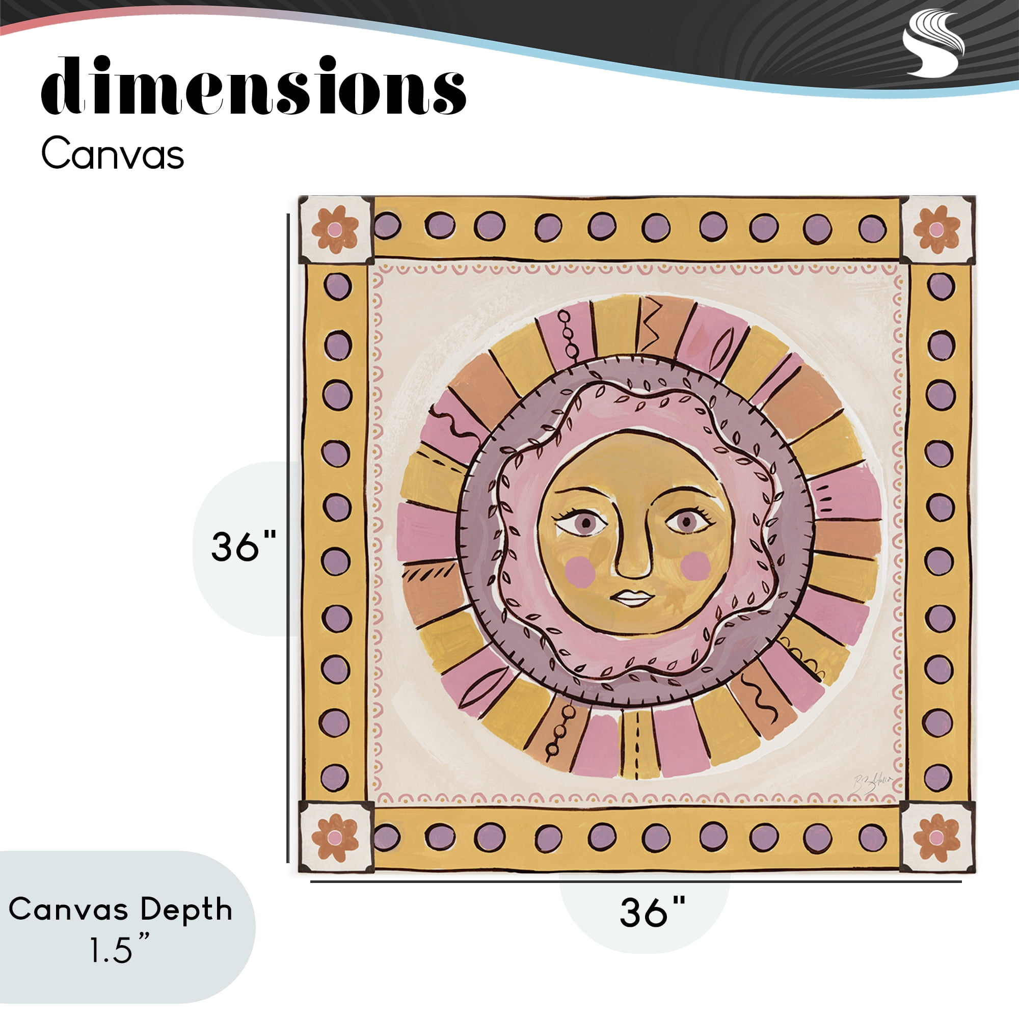 Stupell Industries Pastel Sun Face with Border Canvas Wall Art, design by Two If By Sea Studios
