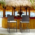thumbnail image 2 of Outdoor Bar Stools Set of 2 Wicker Counter Height Bar Stools Patio Chairs Bar Height Patio Stools & Bar Chairs with Footrest Armrest Cushion Cream All Weather Rattan for Garden Pool Lawn Backyard, 2 of 7
