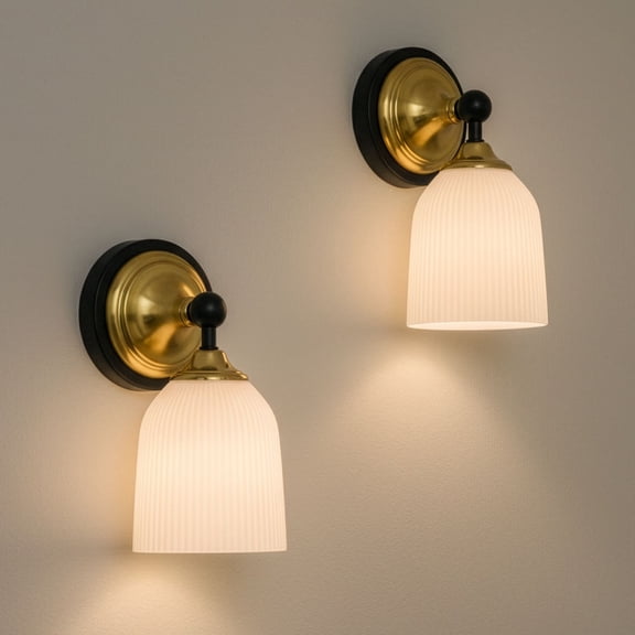 Possini Euro Design Possini Euro Zaragoza 9 1/2" High Gold and Black Wall Sconce Set of 2