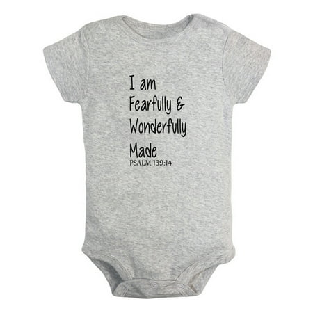 

iDzn I m Fearfully and Wonderfully Made Funny Rompers For Babies Newborn Baby Unisex Bodysuits Infant Jumpsuits Toddler 0-12 Months Kids One-Piece Oufits (Gray 12-18 Months)