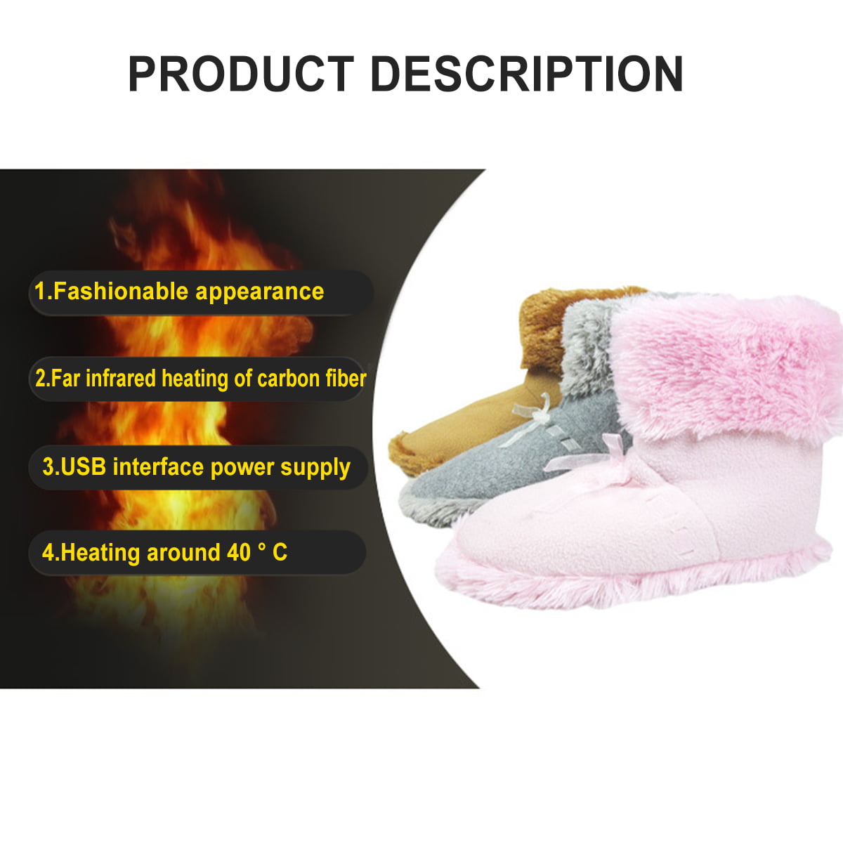 Details about   Winter USB Warmer Foot Shoes Plush Warm Slipper Feet Heat Electric Shoes AU 