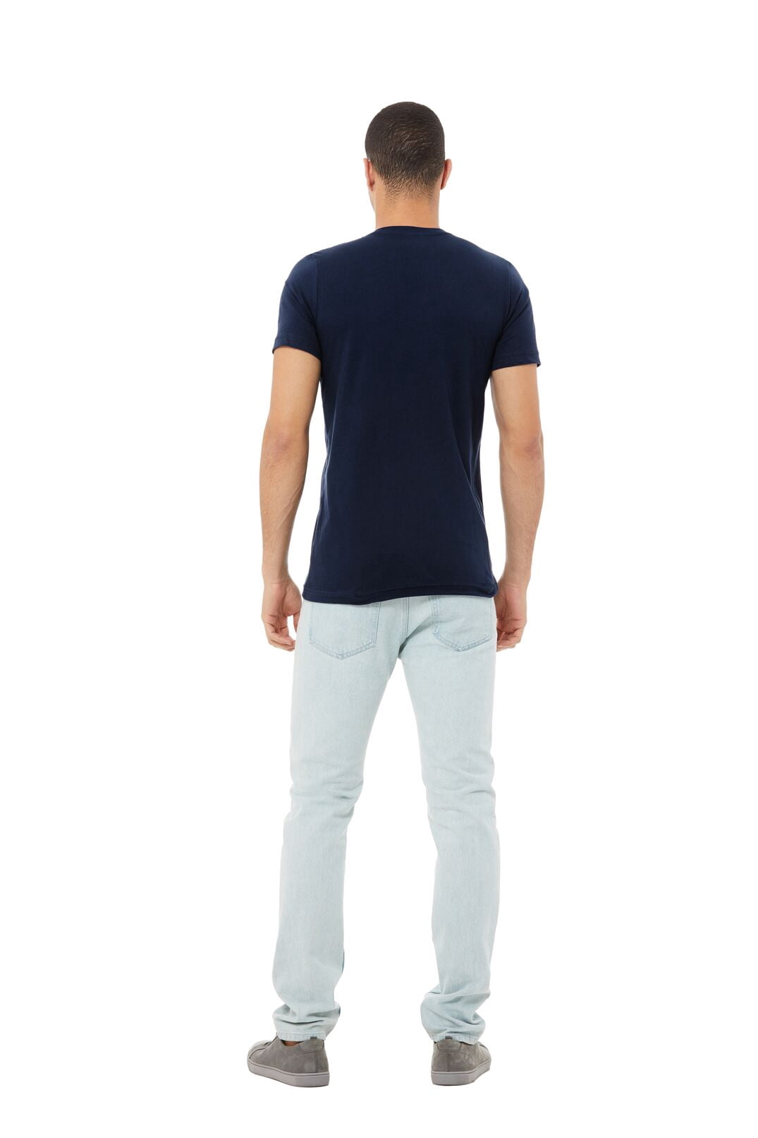 BELLA+CANVAS Adult Short Sleeve V-Neck Personalized T-Shirt, Create your own Designs, Navy, XXL, Unisex