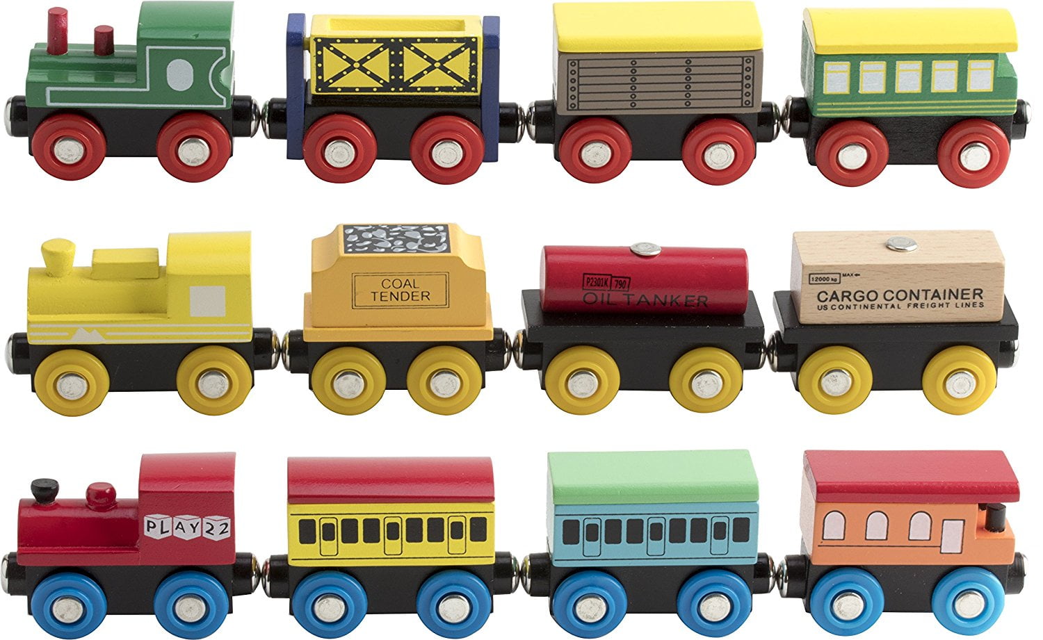Train Toys Magnetic Set Includes 3 Engines Play22 Wooden Train Set 12