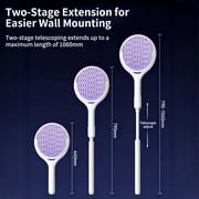 FIIOEOY Rotating Head Electric Fly Swatter Racket 3500V Rechargeable Bug Zapper Racket Bug Zapper Indoor Fly Zapper Mosquito Zapper Flies Killer for Indoors, with a Telescopic Extension