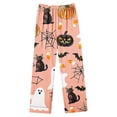 thumbnail image 3 of BiZtdJrK Pajamas Set for Women Ghost Print Long Sleeve Button Shirts and Pjs Pants Matching 2 Piece Sets Cute Casual Fall Sleepwear Halloween Gifts BH-Multicolor M, 3 of 5