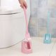 thumbnail image 3 of 3pcs Toilet Brush with Base Blind Angle Cleaning Long Handle Corner Brush (Pink), 3 of 5