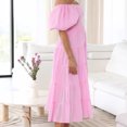 thumbnail image 1 of Vestido Maxi Informal Vestido maxi casual de manga hinchada Una línea de mujeres sin espalda Traje diario (Rosa L) Cgtredaw para Mujer Rosa T L, 1 of 1