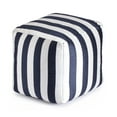 thumbnail image 4 of Cape May Blue 18" x 18" x 18" Navy & Ivory Pouf, 4 of 7
