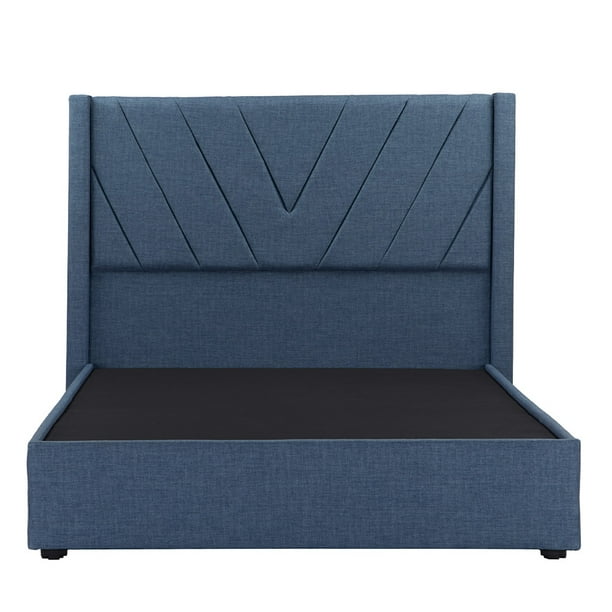Recámara Queen Size Aurora Azul Denim con Cabecera + Box Base Cama