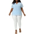 thumbnail image 3 of MODA NOVA Juniors Plus Size Blouses Pin Dots Round Neck Basic Top Blue 3X, 3 of 7