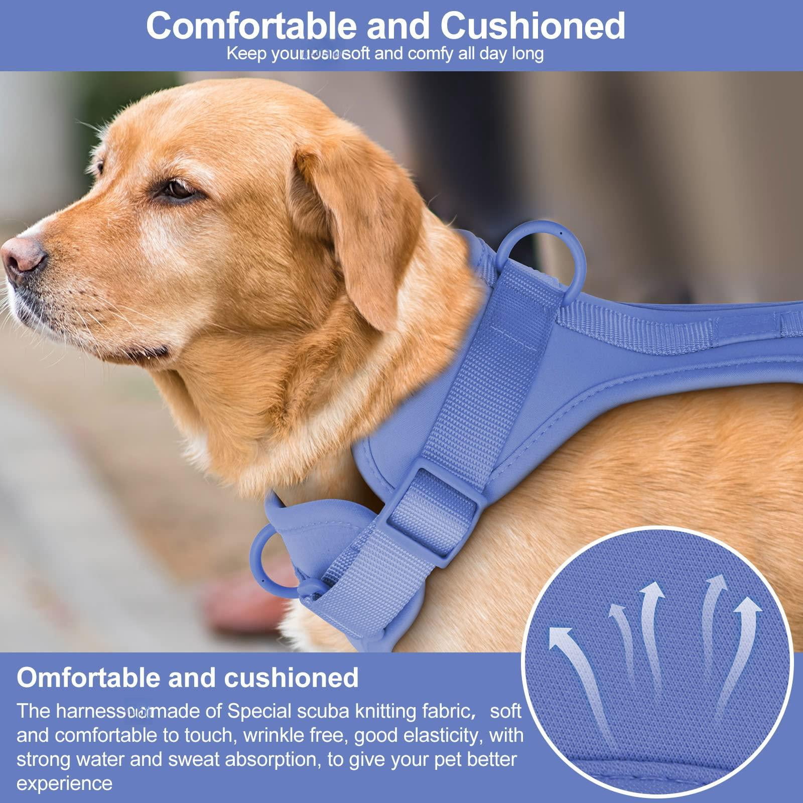 No Pull Lightweight Dog Harness: Adjustable Breathable Pet Vest Harness With Soft & Comfortable Cushion For Small Medium Large Dogs (l  Blue)