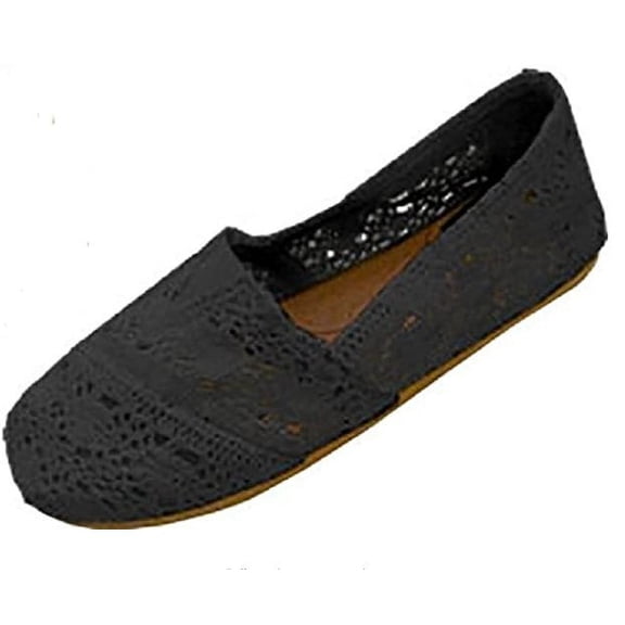 Shoes8teen Womens Canvas Crochet Slip on Shoes Flats