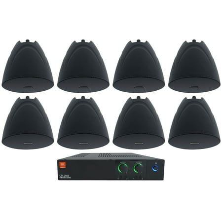 JBL CSA 280Z Commercial Amplifier+(8) Black 5.25" 70V Hanging Pendant Speakers