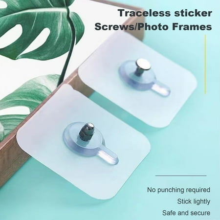 

Kuorak 10Pcs Screw Patch Self-adhesive Wall Hook Strong Load-bearing Photo Frame Sticker Hooks for Home Room