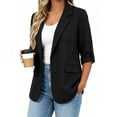 thumbnail image 5 of Vmvidoty 2026 Blazer for Women Business Casual Outfits Ruched 3/4 Sleeve Lapel Spring Dressy Suit Jackets Black S, 5 of 8