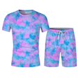 thumbnail image 3 of MKLEKYY Conjunto Deportivo Informal Corto Para Mujer Y Hombre, Ideal Para Vacaciones Y Fitness, Con Mangas Cortas Y Pantalones Cortos, Ideal Para Actividades De Primavera, Verano Y Otoño., 3 of 5