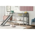 thumbnail image 2 of JERFIT Twin Low Loft Bed with Ladder and Slide, Gray, 2 of 9