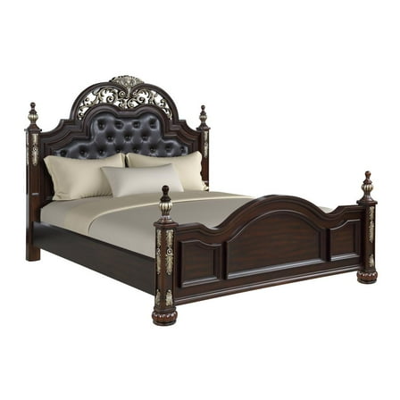New Classic Maximus 4-PC Wood Queen Bedroom Set with Nightstand in Madeira Brown