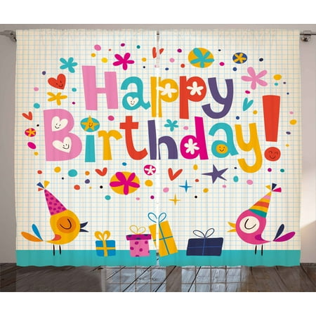 Birthday Decorations For Kids Curtains 2 Panels Set School Math