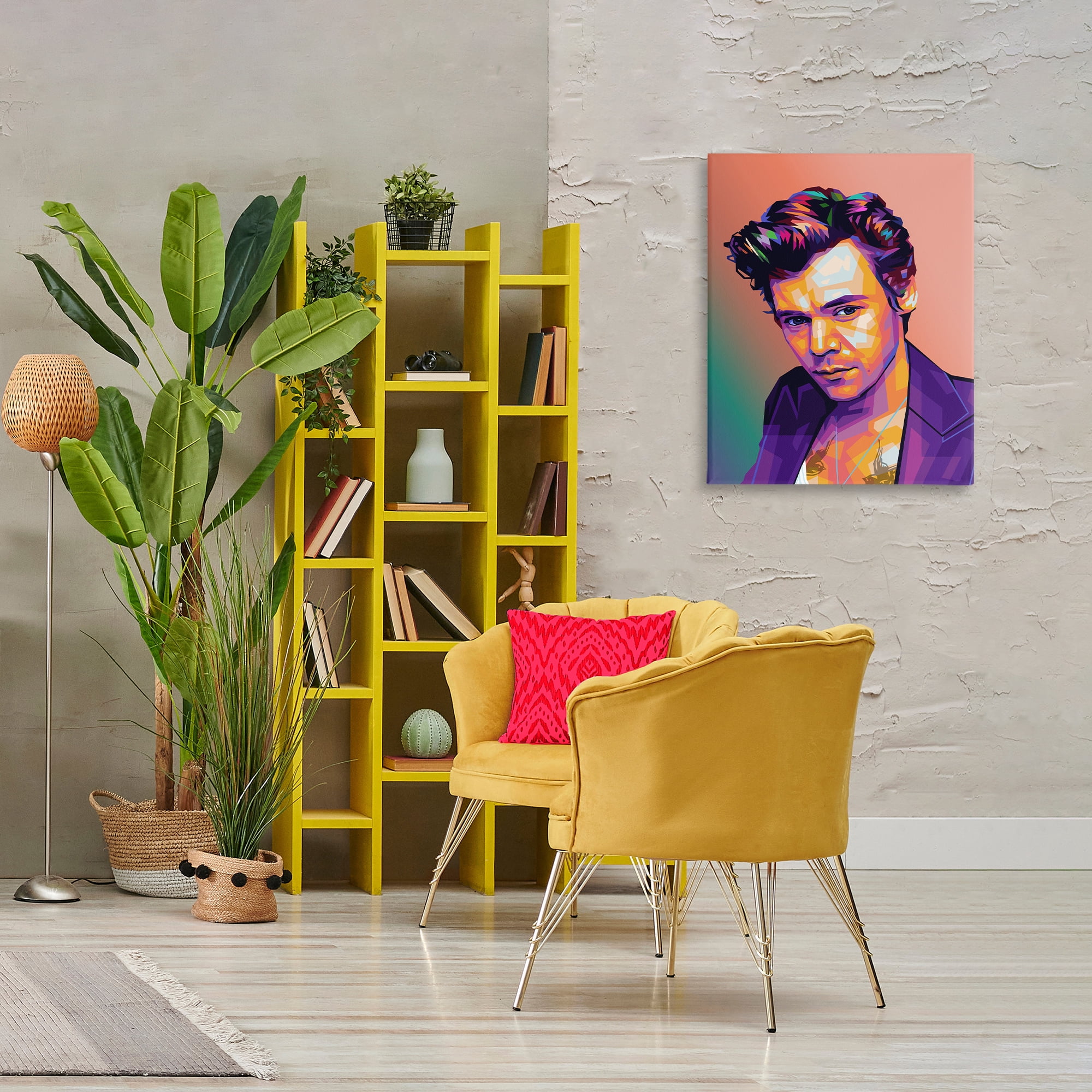 Stupell Industries Peach & Purple Harry People Painting Wrapped Canvas Art Print Wall Art, 24 x 30