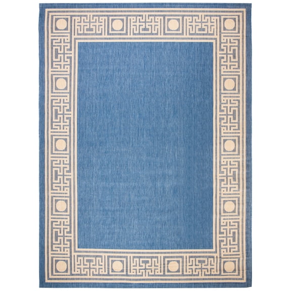 SAFAVIEH Courtyard Chase Oriental Indoor/Outdoor Area Rug, Blue/Beige, 8' x 11'