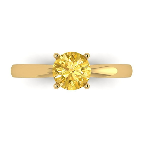 Solitaire Engagement Ring for Women - 1ct Simulated Yellow Diamond in 18K Yellow Gold Promise Ring