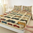 thumbnail image 3 of jejeloiu Retro Train Bed Sheets,Steam Engine Theme King Sheets,Colorful Car Sheet Set For Biye Kids,Breathable Home Decor,4-Piece, 3 of 7