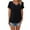 Black, variant on Duoif Shirts for Women Summer Casual Solid Color Short Sleeved V Neck T Shirt Womens Tops Casual Black L