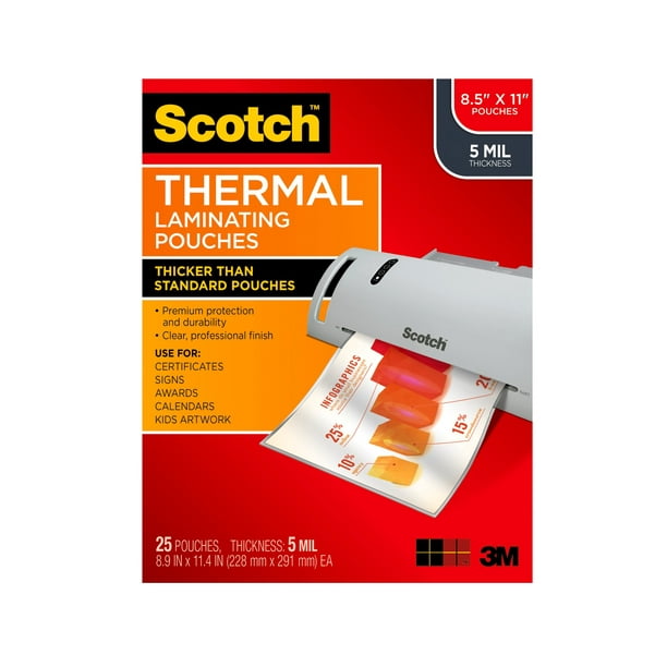 Scotch Thermal Laminating Pouches, 25 Count, 8.5"x 11", 5 Mil Thick
