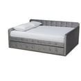 thumbnail image 2 of Baxton Studio Jona Modern Kids Wood Tufted Queen Size Daybed with Roll Out Trundle, Grey, 2 of 11
