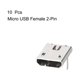thumbnail image 2 of Conector de enchufe hembra USB 2.0 tipo A DIP de 4 pines a 90 grados, tono plateado de metal, 10PCS, 2 pines DIP a 90 grados, 10 piezas, 2 of 3