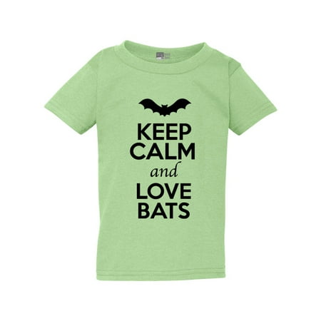 

Keep Calm And Love Bats Wings Fly Animal Lover Funny Toddler Kids T-Shirt Tee