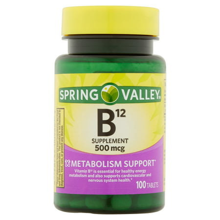 Spring Valley La vitamine B12 naturelle Comprimés, 500mcg, 100 count