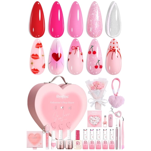 Gel Nail Polish Kit beetles Spring Romantic Hot Pink Red