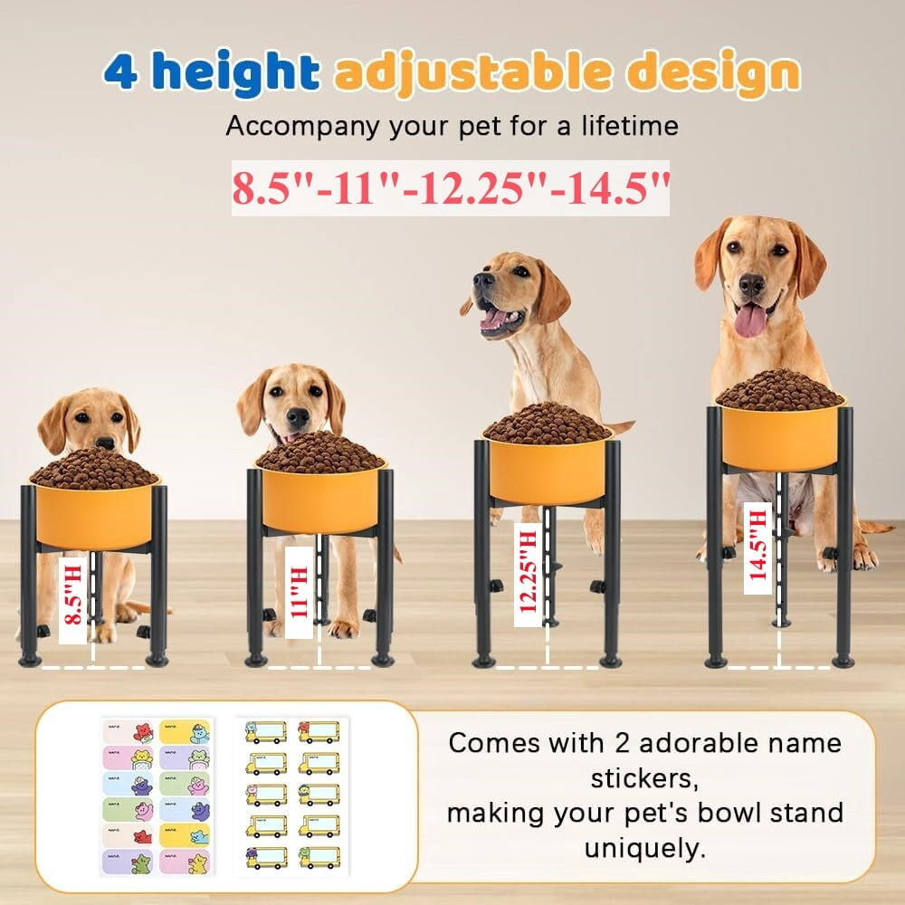 Adjustable Elevated Dog Bowl Stand - Wide Adjustable Fit Heights, Durable Metal Raised Feeder(Bowl Not Included)