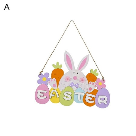 

Skys Easter Pendant Precise Cutting Active Poses Wood Bunny Carrot Spring Decoration Plaque for Home