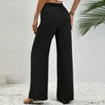 thumbnail image 6 of Ayolanni Black Womens Pants Plus Size Wide-Leg High Rise Solid Drawstring Pants Trousers Pants for Women XL, 6 of 9