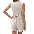 thumbnail image 3 of ibiyuan 2 Piece Sets for Women Summer Fashion 2026 Button V Neck Vest Tops High Waist Shorts Business Casual Outfits, 3 of 7