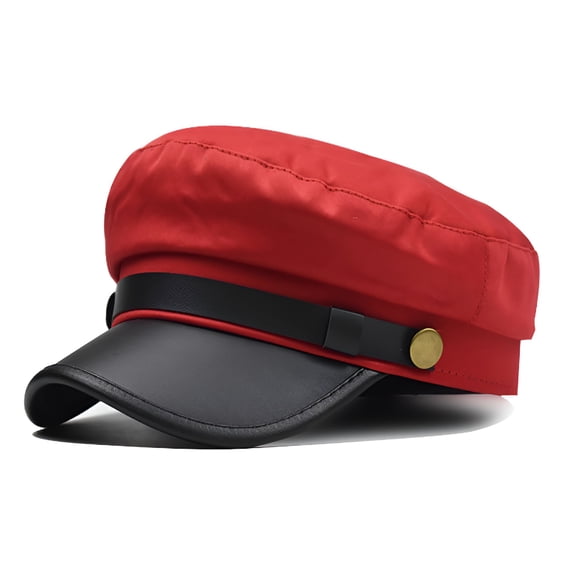 TELOLY Mens Womens Newsboy Cap Yacht Captain Sailor Hat Cabbie Baker Boy Faux Leather Cadet Beret