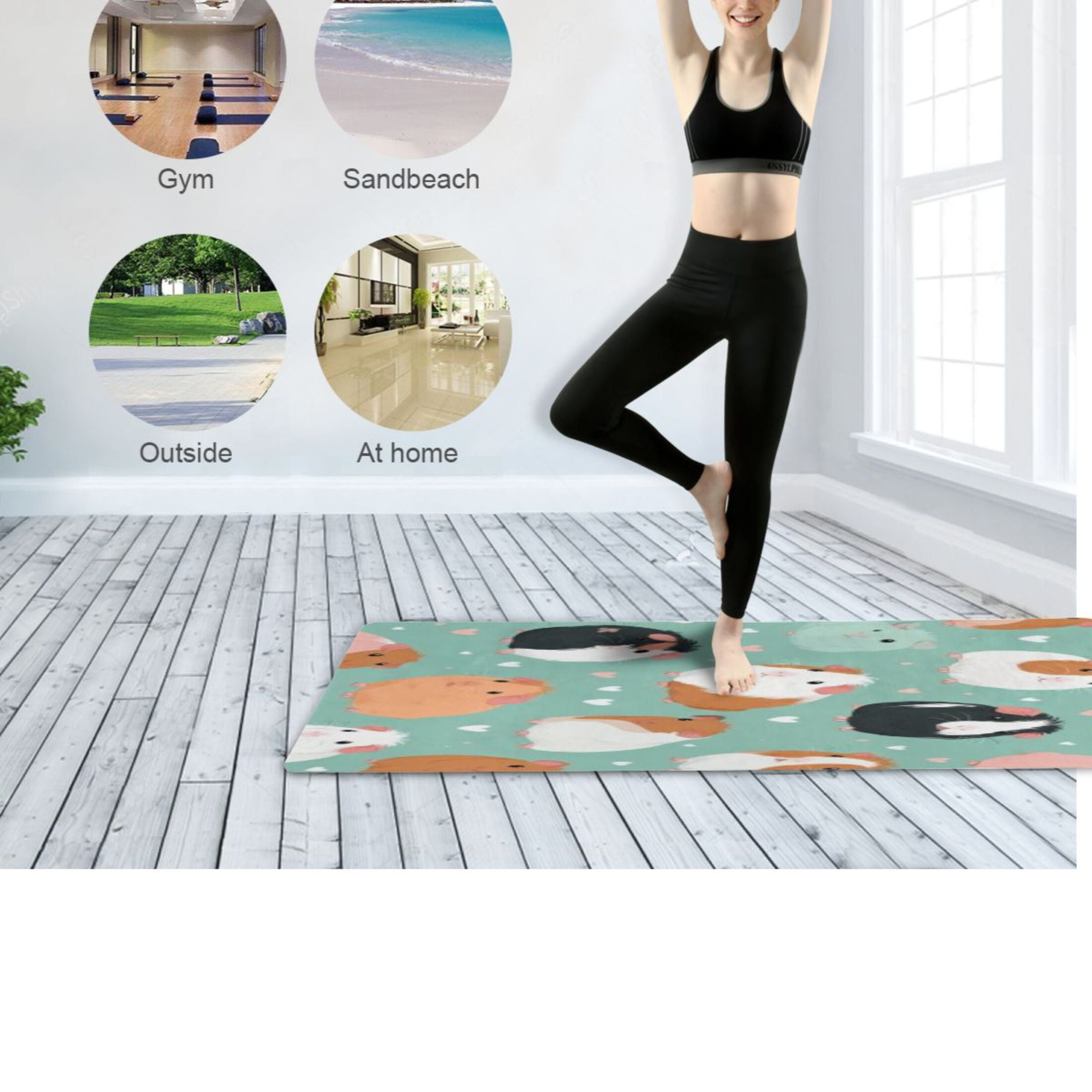 BZSMCE Yoga Mat Women Fitness Mat Pink Heart Guinea Pattern
