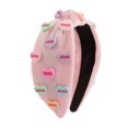 thumbnail image 1 of Diadema de franela con incrustaciones de amor para el día de San Valentín, accesorios de moda, diadema de borde ancho con nudos, accesorios para el cabello de color sólido para mujeres, 1 of 6