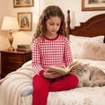thumbnail image 6 of Xdegoge Tween Girls Pajamas Sets 2 Piece Lounge Soft Long Sleeve Plaid Checkered Top and Jogger Pants Matching Set Comfy Daily Sleepwear Pjs, 6 of 6